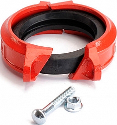 Конструкция муфты грувлока жесткой со скошенными полукольцами Lede GKS-273 Конструкция муфты грувлока жесткой со скошенными полукольцами Lede GKS-273