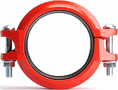 Муфта грувлок жесткая со скошенными полукольцами Lede GKS-356 вид сверху Муфта грувлок жесткая со скошенными полукольцами Lede GKS-356 вид сверху