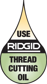 Используйте резьбонарезное масло Ridgid Используйте резьбонарезное масло Ridgid