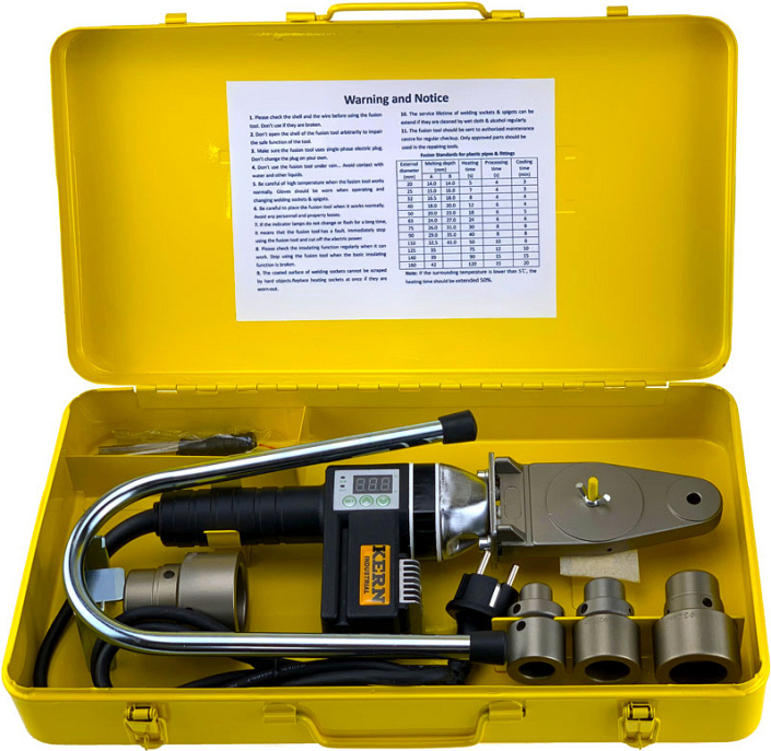 Комплектация паяльника для полипропиленовых труб Kern Welder R40E