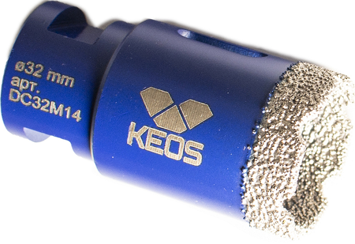 Коронка алмазная по керамограниту Keos Professional Vacuum Brazed M14 32 мм Коронка алмазная по керамограниту Keos Professional Vacuum Brazed M14 32 мм