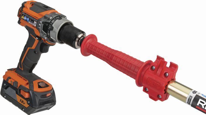 Крепление дрели к туалетным спиралям Ridgid K-6P
