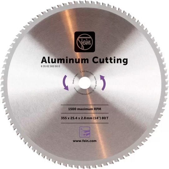 Пильное полотно для алюминия Fein Aluminum Cutting 355×25,4×2,8 мм Пильное полотно для алюминия Fein Aluminum Cutting 355×25,4×2,8 мм