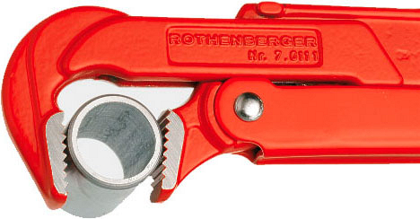 Применение газового ключа губки 90° Rothenberger 90°-1"