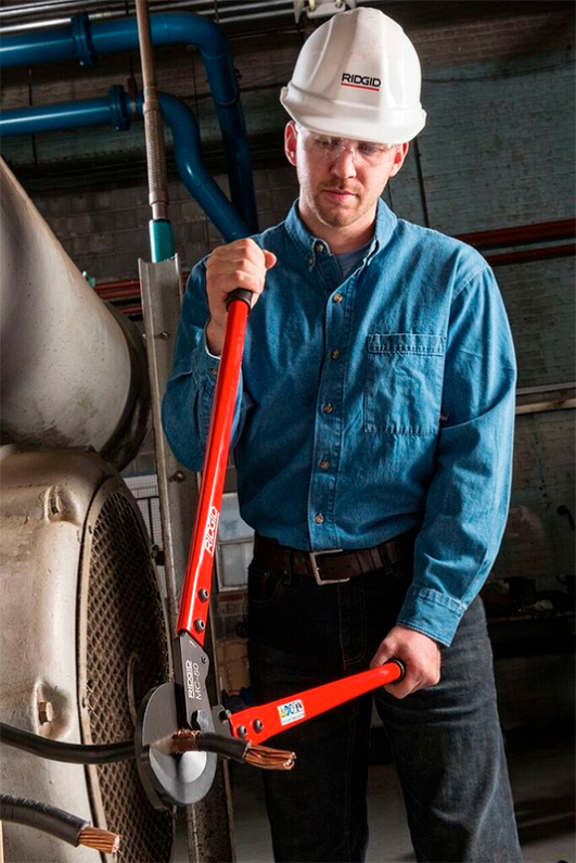 Применение кабелереза ручного рычажного Ridgid MC-30 Применение кабелереза ручного рычажного Ridgid MC-30
