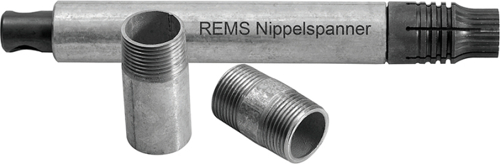 Применение цангового зажима для коротких труб Rems Nippelspanner 1 1/4" Применение цангового зажима для коротких труб Rems Nippelspanner 1 1/4"